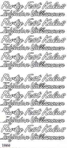 Party-Fest-Kalas-Inbjudan-Valkommen - Peel-Off Stickers - Silber