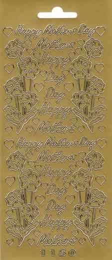 Happy Mothers Day - Peel-Off Stickervel - Goud