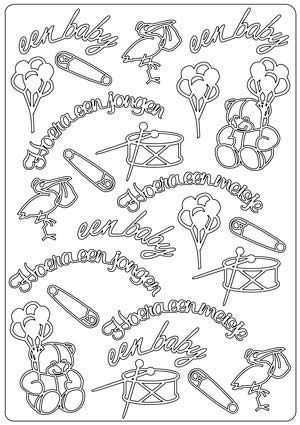 Baby-Jongen-Meisje - Ornament A5 Auto-Collant Feuille - Or