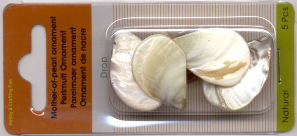 Perlmutt Tropfen Ornament - Natural - 5 Stück