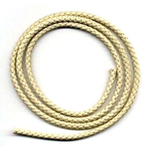 Gevlochten Imitatie Leren Koord - Creme - 5mm x 1M