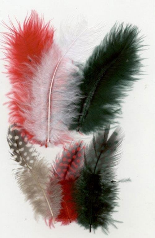 Plumes - Marabou & Guinea - Mix Christmas - 6 x 3 = 18pcs