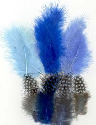 Plumes - Marabou & Guinea - Bleu - 6 x 3 = 18pcs