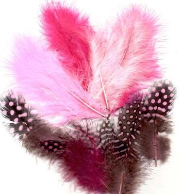 Plumes - Marabou & Guinea - Rose - 6 x 3 = 18pcs