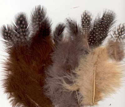 Feathers - Marabou & Guinea - Mix Earth - 6 x 3 = 18 pcs 