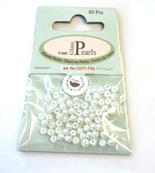 Glazen Parels Rond - 4mm - Wit - 80 stuks