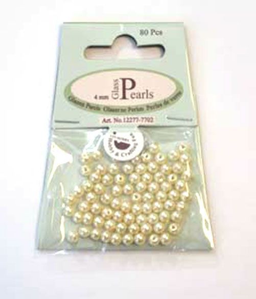 Glazen Parels Rond - 4mm - Beige - 80 stuks