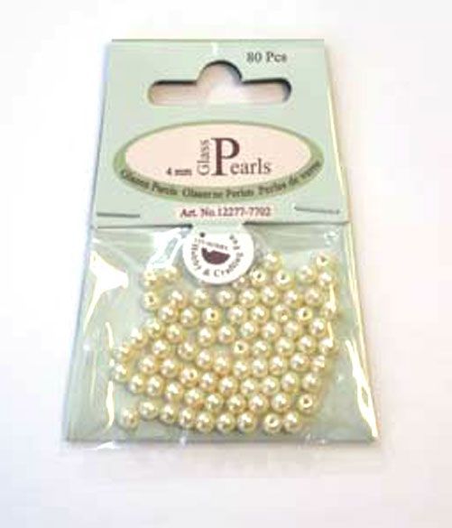 Glazen Parels Rond - 4mm - Beige - 80 stuks  