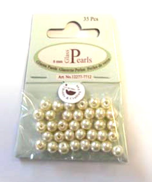 Glazen Parels Rond - 6mm - Beige - 35 stuks