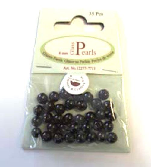 Perles en verre Rond - 6mm - Noir