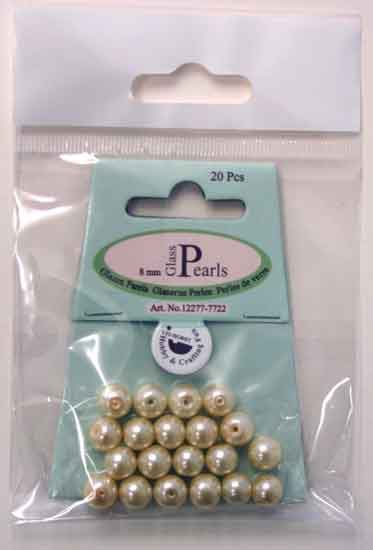 Glazen Parels Rond - 8mm - Beige