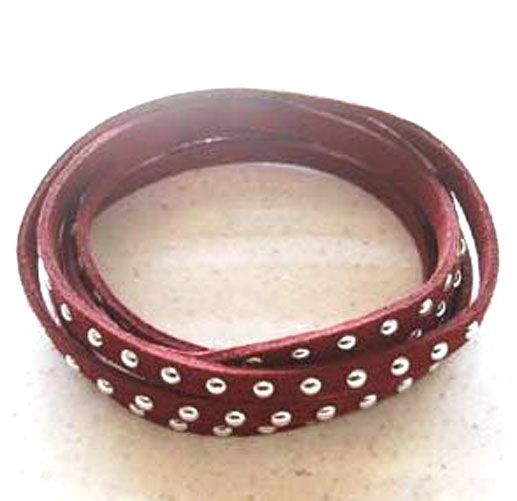 Faux Suède Cord With Studs - Wine - 5mm - 1M