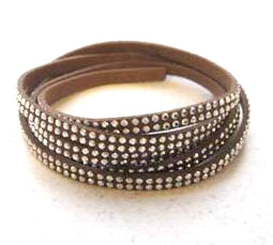 Faux Suède Cord With double row Studs - 5mm - Brown - 1m/ header bag