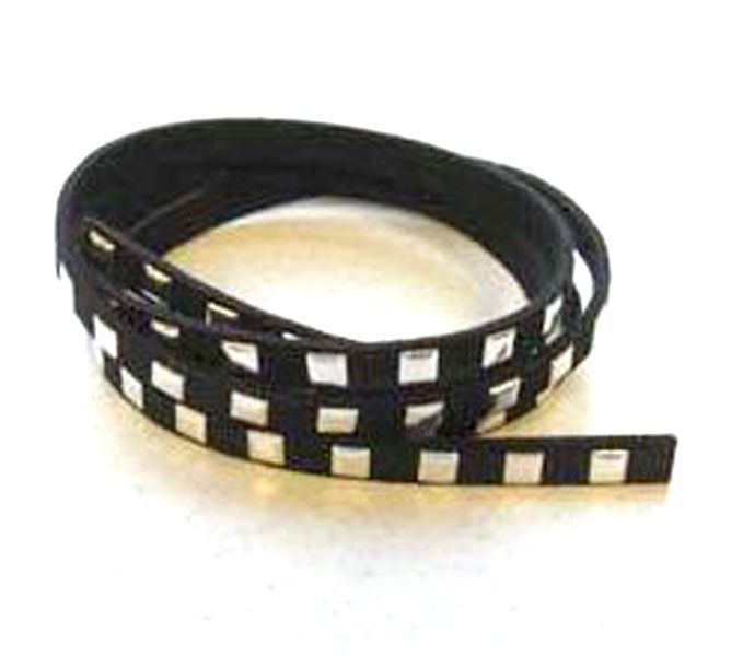 Faux Suède Cord With Studs - 7mm - Black - 1m/ header bag