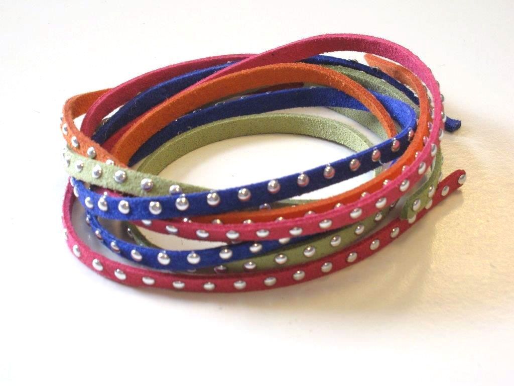 Faux Suède Cord With Studs - 4 colours x 50cm - 5mm