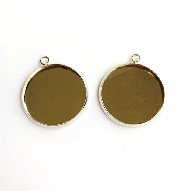 Anhänger mit 1 Auge - Rund - 25mm Top - Silber