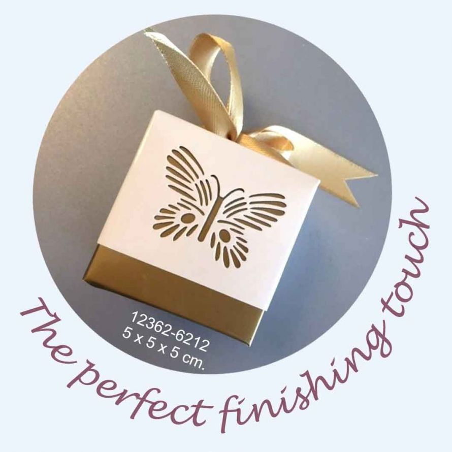 Papillon Boîtes de papier - Or et Blanc