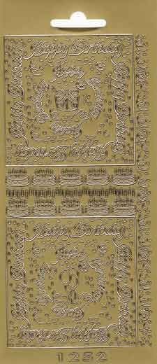 Happy Birthday- Gold - Peel-Off Stickers