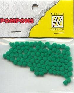 Mini Pom Poms - 3mm - Kelly Vert - 100pcs