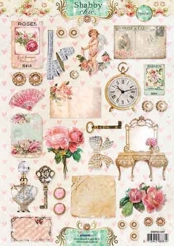 Shabby Chic - 3DA4 Feuilles à Découper - Étape par Étape