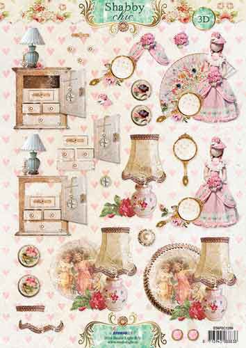 Shabby Chic - 3DA4 Feuilles à Découper - Étape par Étape