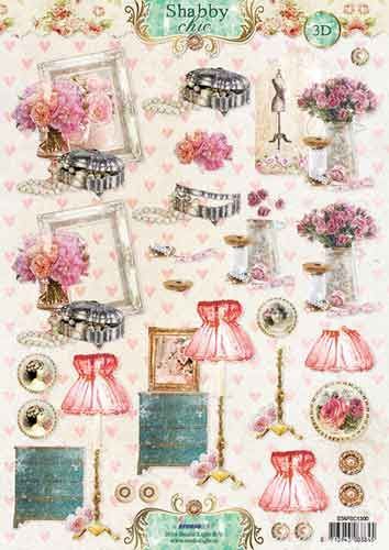 Shabby Chic - 3DA4 Feuilles à Découper - Étape par Étape