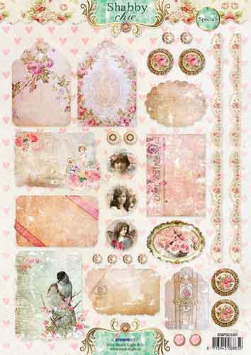 Shabby Chic - 3DA4 Feuilles à Découper - Étape par Étape