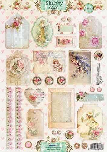 Shabby Chic - 3DA4 Feuilles à Découper - Étape par Étape