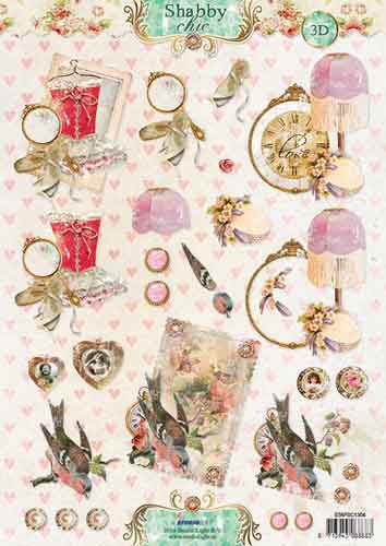 Shabby Chic - 3DA4 Feuilles à Découper - Étape par Étape