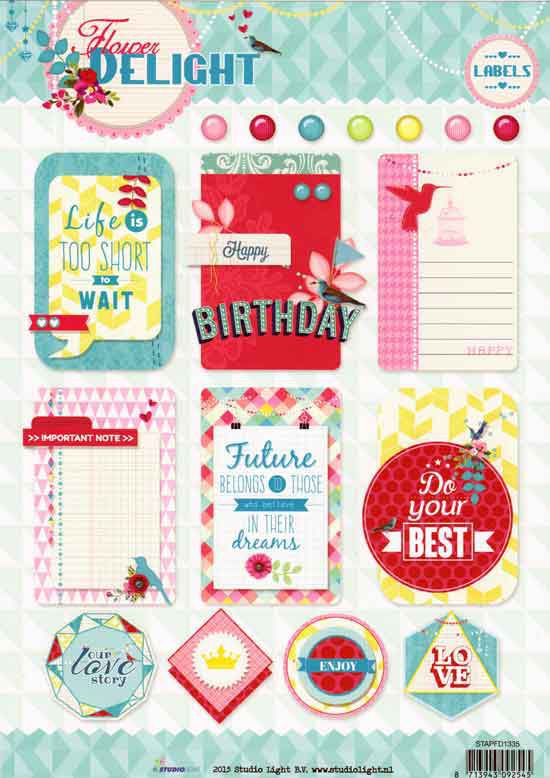 Flower Delight Labels - 3DA4 Decoupage Sheet