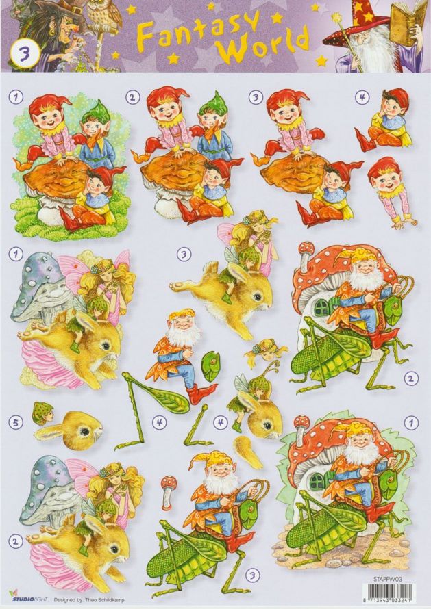Fantasy World - 3DA4 Step by Step Decoupage Sheet