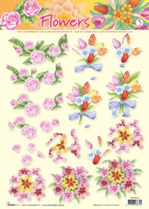 Flowers - 3DA4 Step by Step Decoupage Sheet