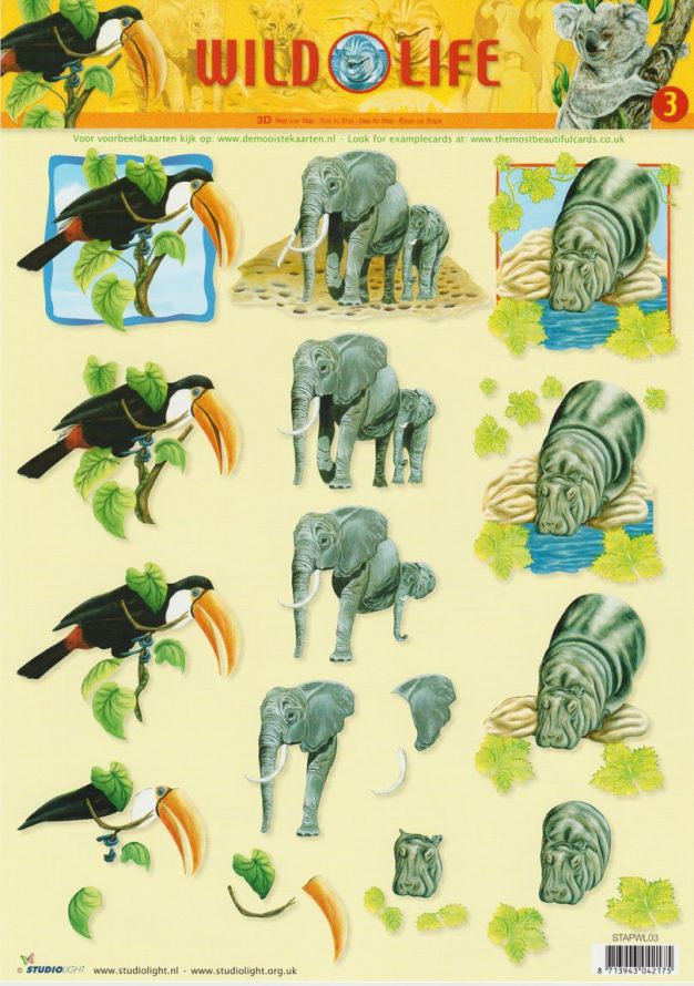 Wild Life - 3DA4 Step by Step Decoupage Sheet