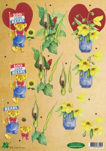 Fleurs - Ours - 3DA4 Feuilles à Découper - Étape par Étape