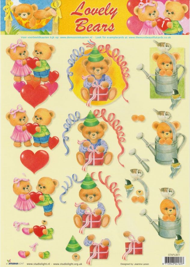 Lovely Bears - 3DA4 Step by Step Decoupage Sheet