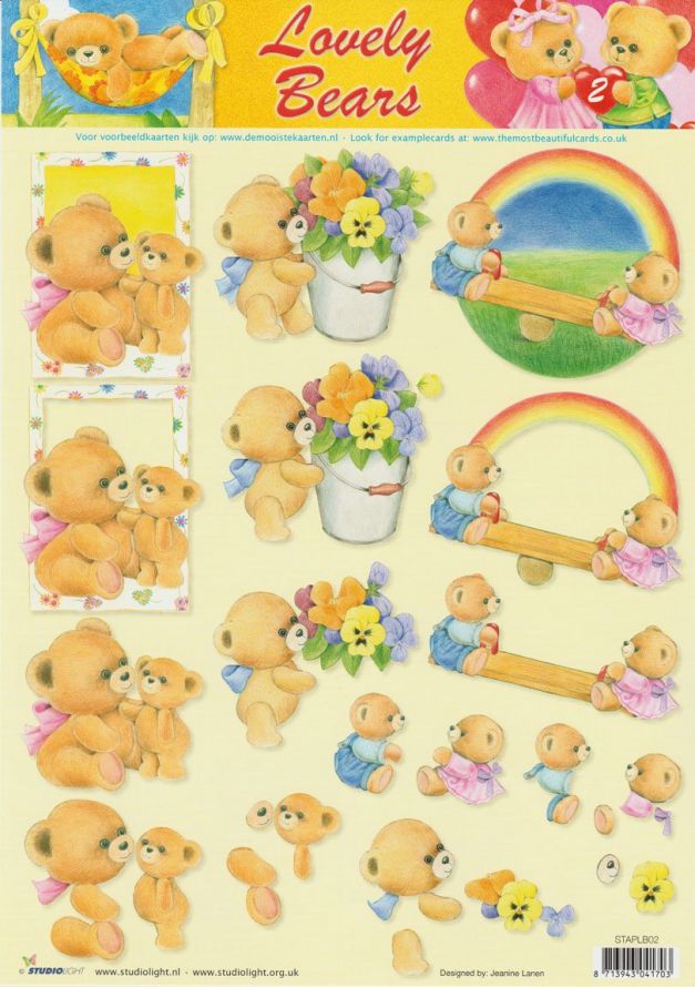 Lovely Bears - 3DA4 Step by Step Decoupage Sheet