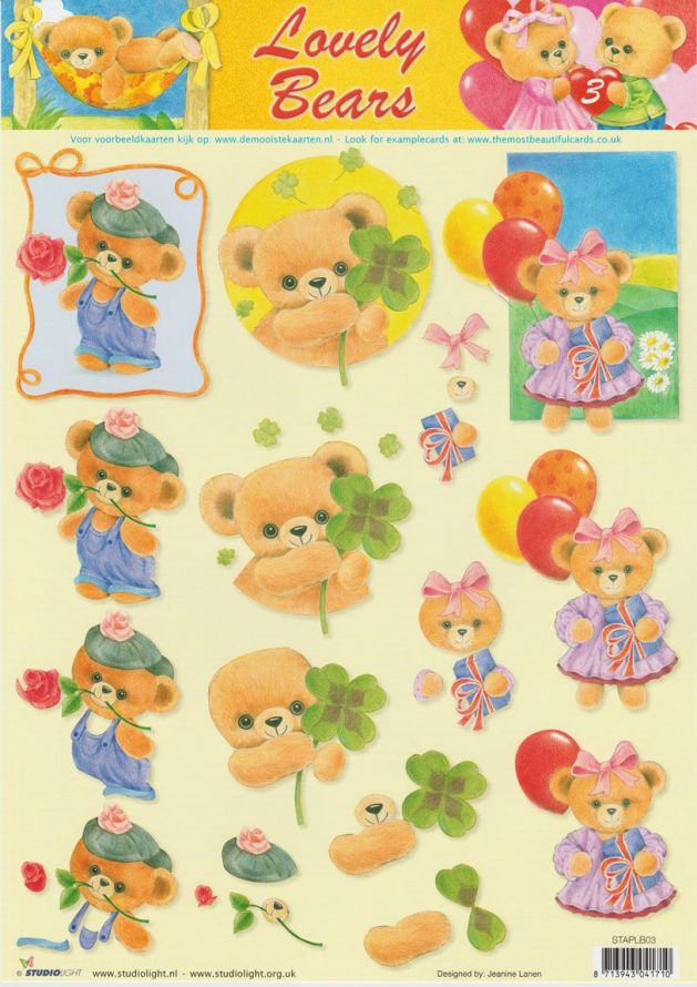 Lovely Bears - 3DA4 Step by Step Decoupage Sheet