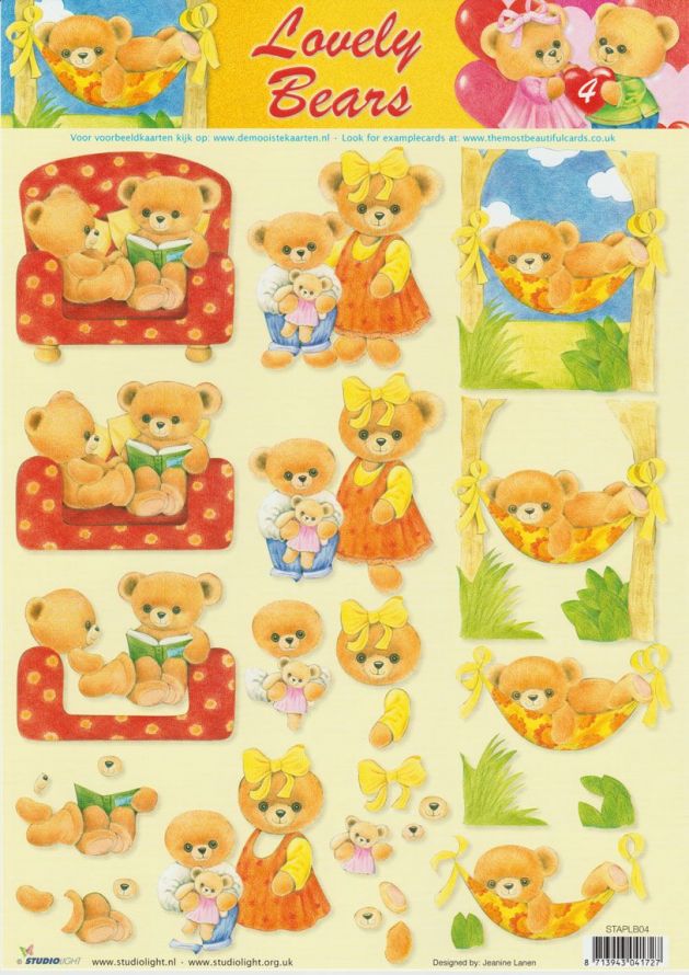 Lovely Bears - 3DA4 Step by Step Decoupage Sheet
