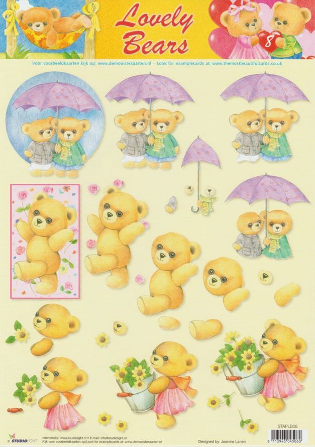 Lovely Bears - 3DA4 Step by Step Decoupage Sheet