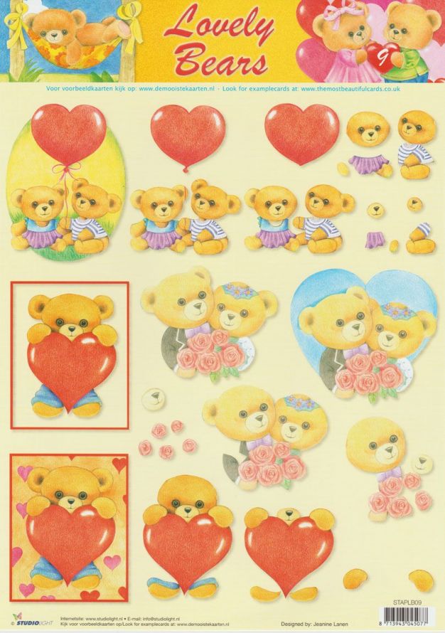 Lovely Bears - 3DA4 Step by Step Decoupage Sheet