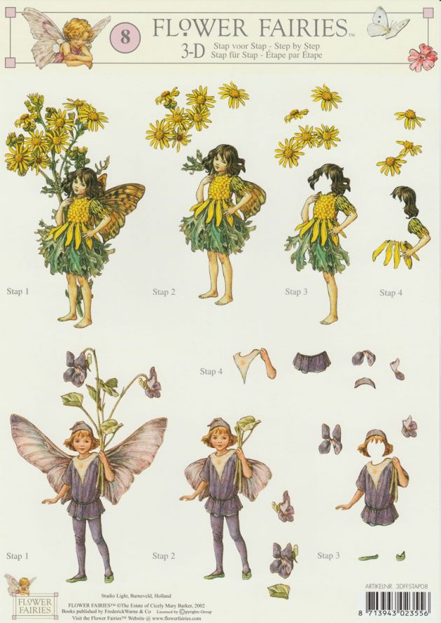 Flower Fairies - 3DA4 Step by Step Decoupage Sheet