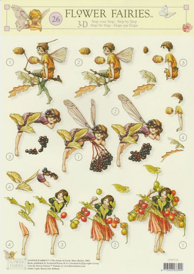 Flower Fairies - 3DA4 Step by Step Decoupage Sheet