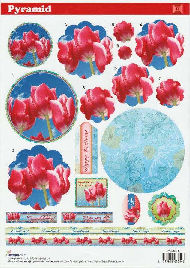 Flowers - 3DA4 Step by Step Decoupage Sheet