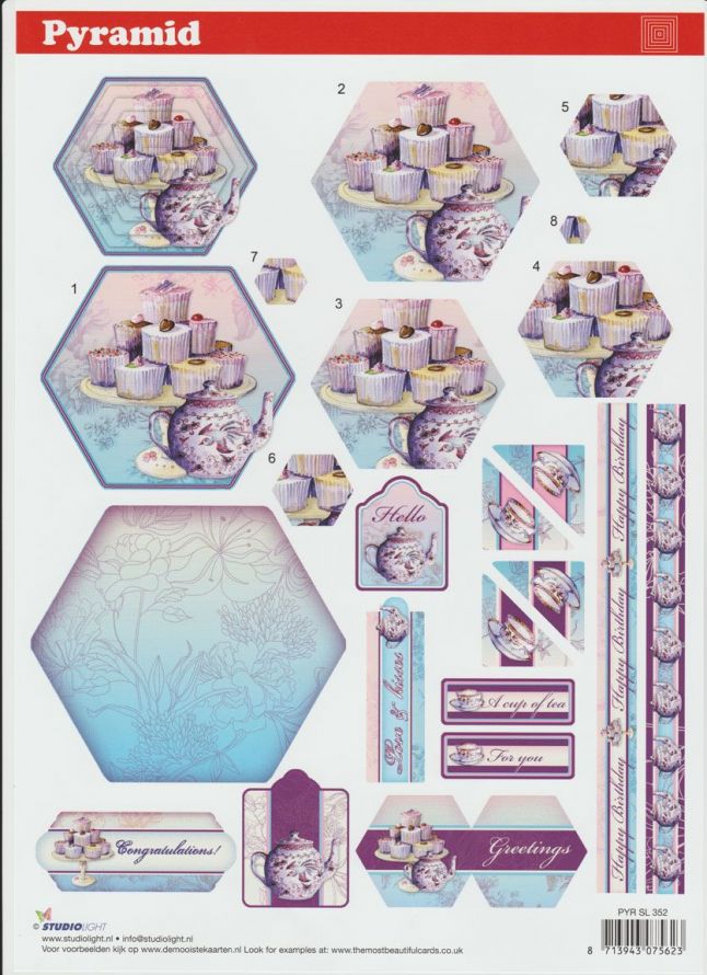 Anniversaire - Pyramid - 3DA4 Feuilles à Découper - Étape par Étape