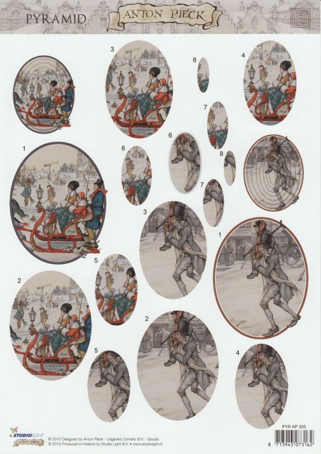 Anton Pieck - Pyramid - 3DA4 Step by Step Decoupage Sheet