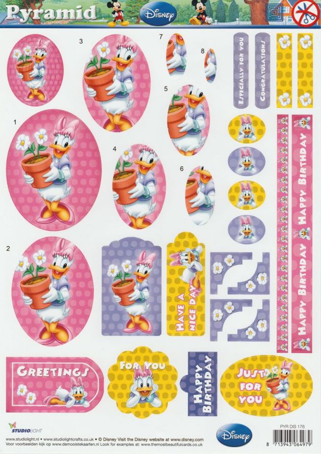 Walt Disney Happy Birthday - Pyramid - 3DA4 Feuilles Prédécoupee - Étape par Étape