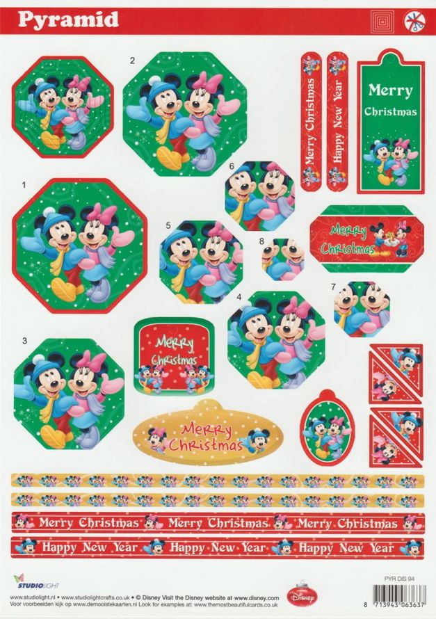 Walt Disney Noël - Pyramid - 3DA4 Feuilles Prédécoupee - Étape par Étape
