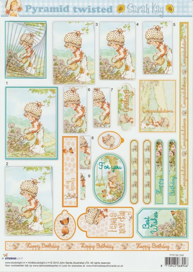 Sarah Kay - Pyramid - 3DA4 Step by Step Decoupage Sheet