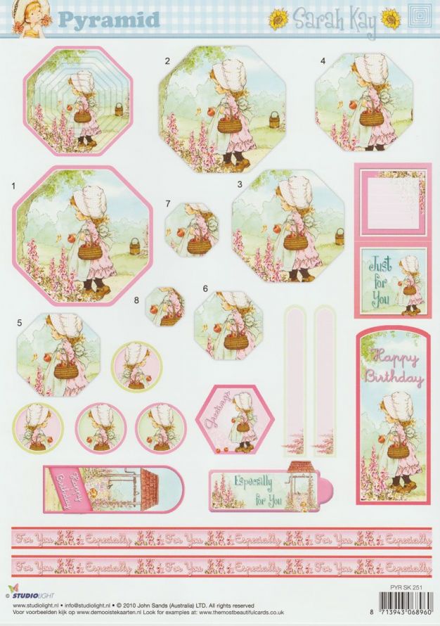 Sarah Kay - Pyramid - 3DA4 Step by Step Decoupage Sheet
