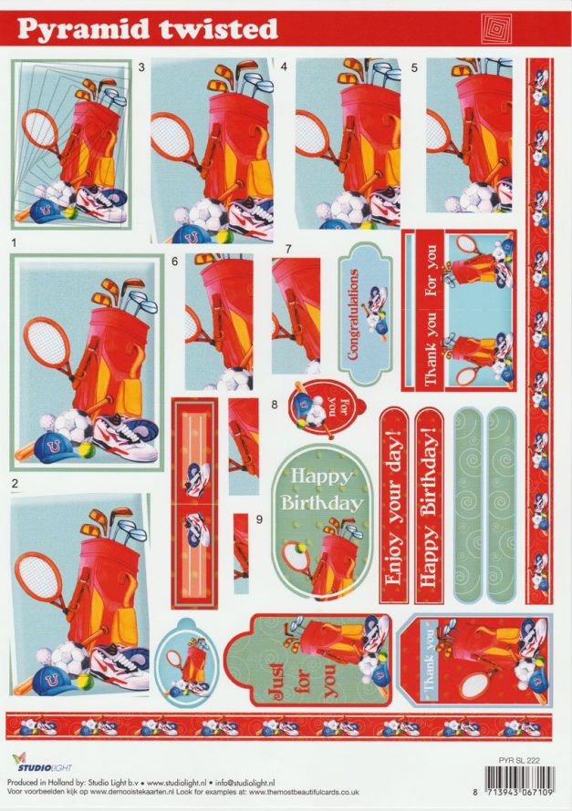 Sport - Pyramid - 3DA4 Step by Step Decoupage Sheet